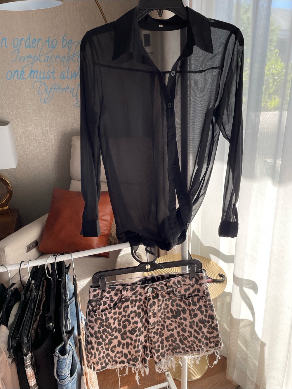 Black Sheer Button-Up Blouse - Picture 7 of 12